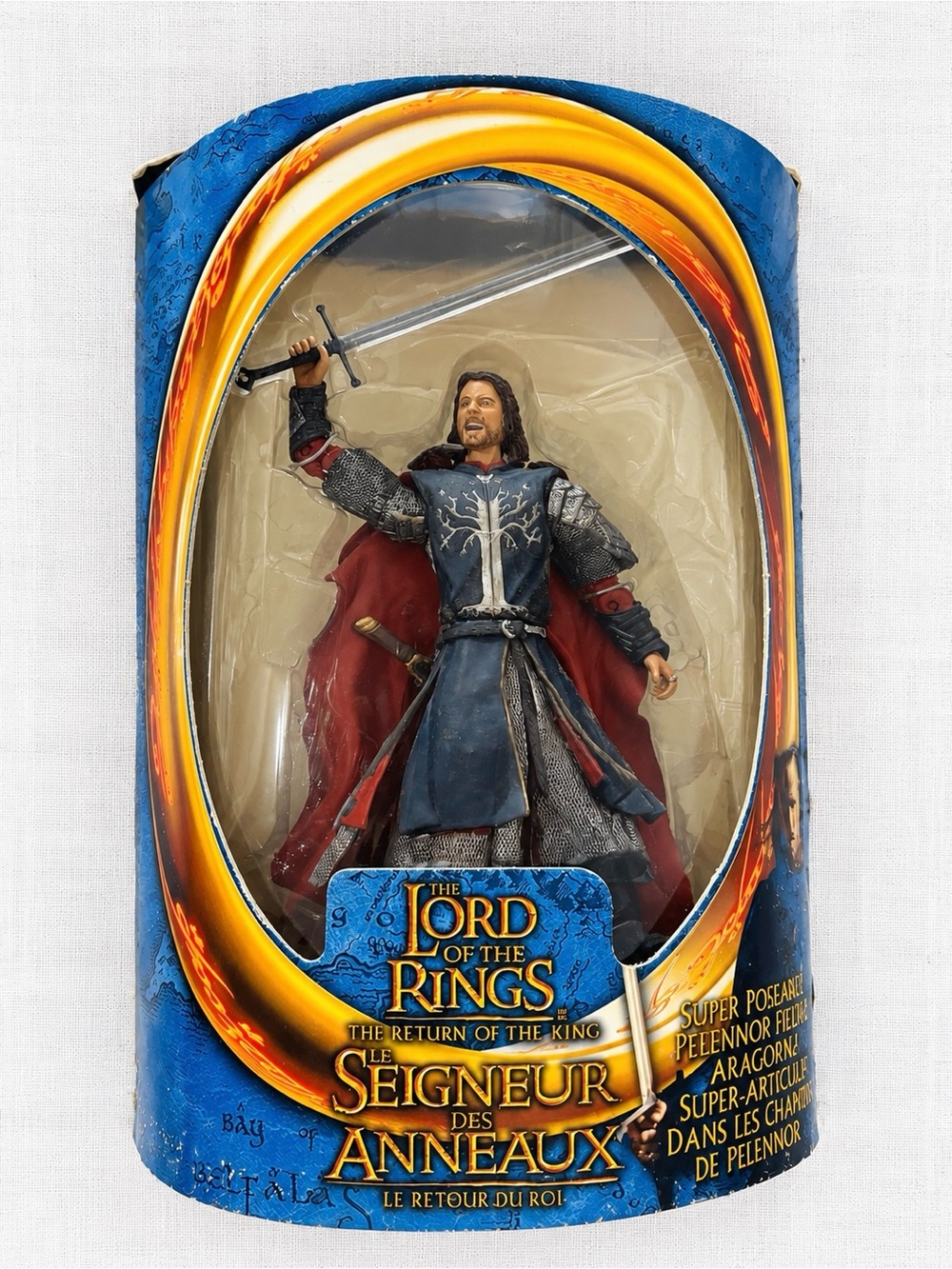 Vintage 2003 Toy Biz LOTR Super Poseable Pelennor Fields Aragorn Sealed